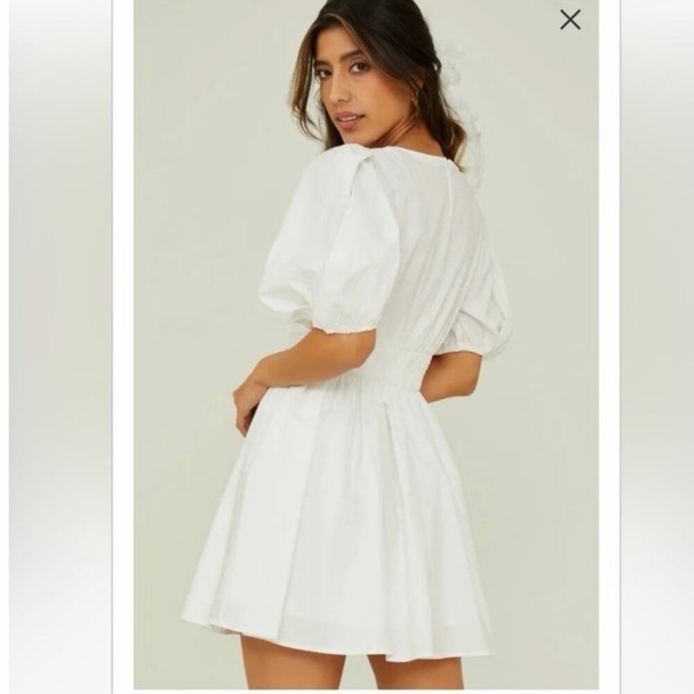 Altar'd State Miya White Puff Sleeve Mini Dress Cotton Size Extra Small NWT - Picture 3 of 9